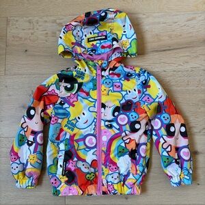 Members Only Powerpuff Girls Windbreaker Jacket Sz 4 Hooded Colorful Cartoon*Y22